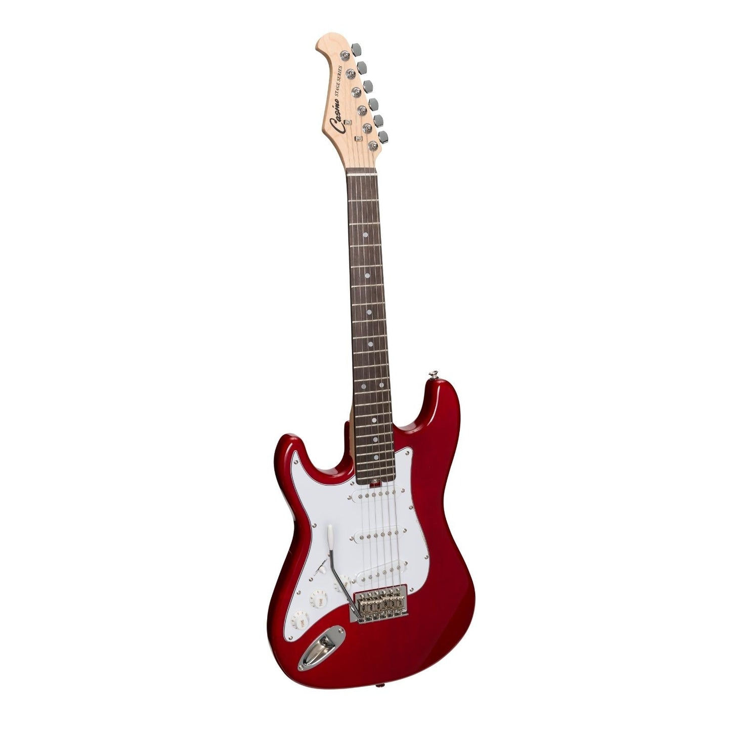 Casino ST-Style Left Handed Short-Scale Electric Guitar and 10 Watt Amplifier Pack (Transparent Wine Red)