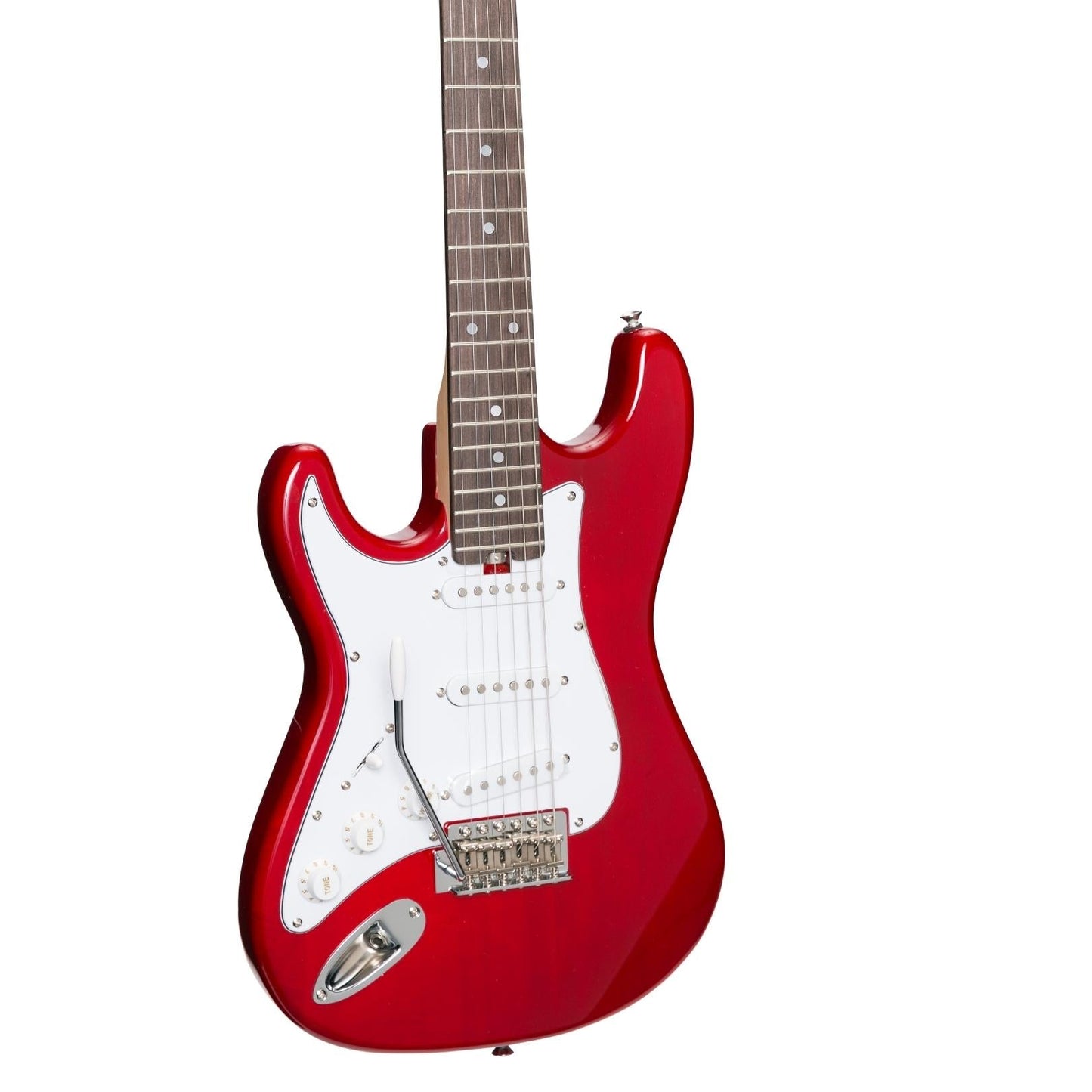 Casino ST-Style Left Handed Short-Scale Electric Guitar and 10 Watt Amplifier Pack (Transparent Wine Red)