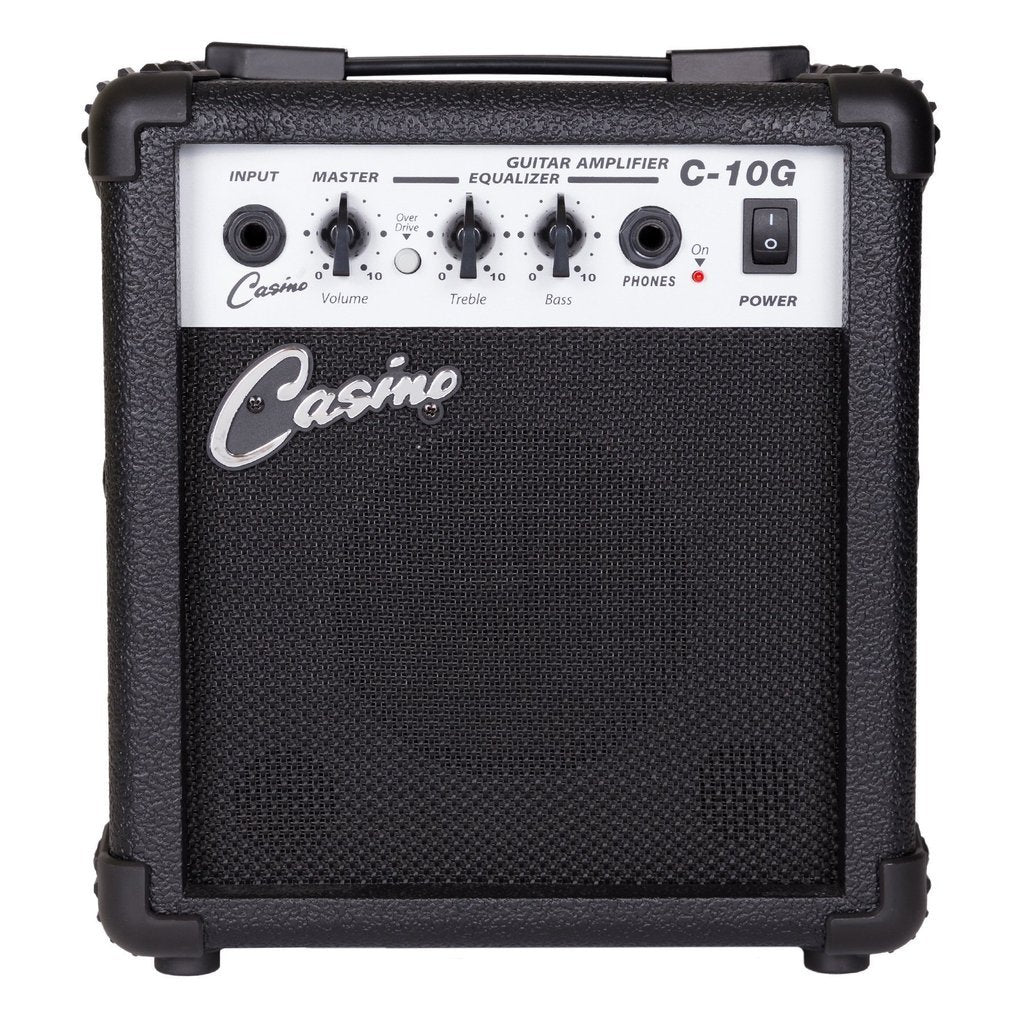 Casino ST-Style Left Handed Short-Scale Electric Guitar and 10 Watt Amplifier Pack (Transparent Wine Red)