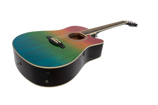 Martinez '41 Series' Dreadnought Acoustic Guitar. Cut-away Gloss Finish (Rainbow Gloss)