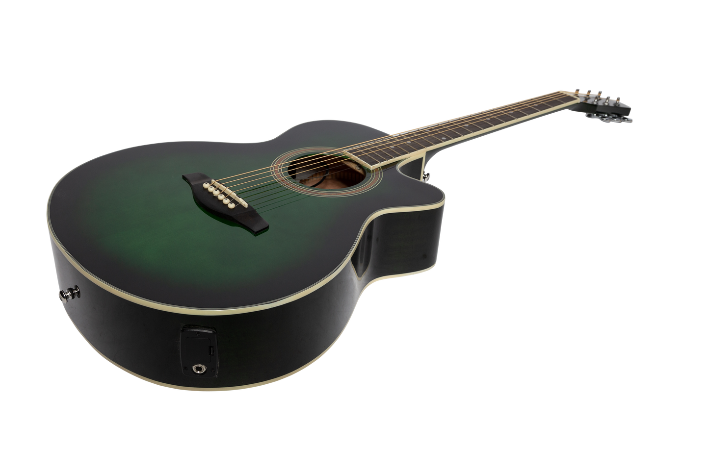 Martinez '41 Series' Folk Size Cutaway Acoustic-Electric Guitar (Green Burst)