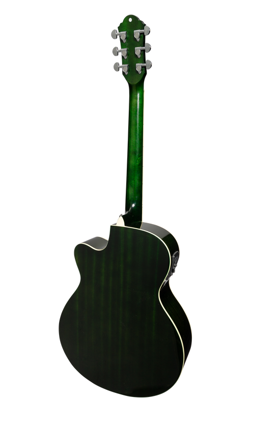 Martinez '41 Series' Folk Size Cutaway Acoustic-Electric Guitar (Green Burst)