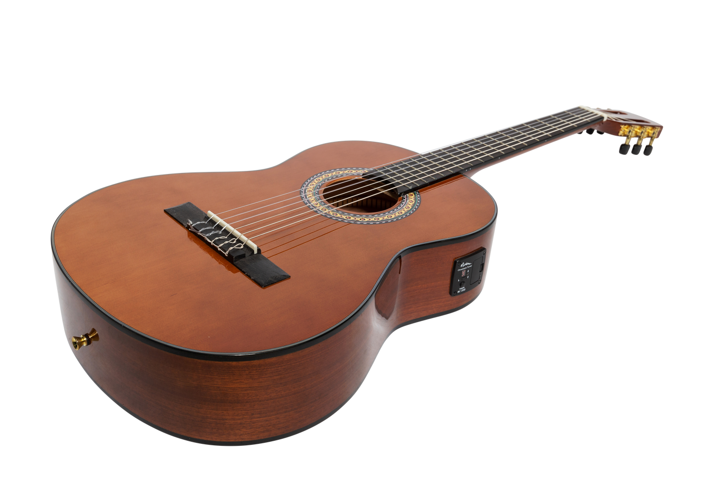 Martinez G-Series Left Handed Full Size Electric Classical Guitar with Tuner (Natural-Gloss)