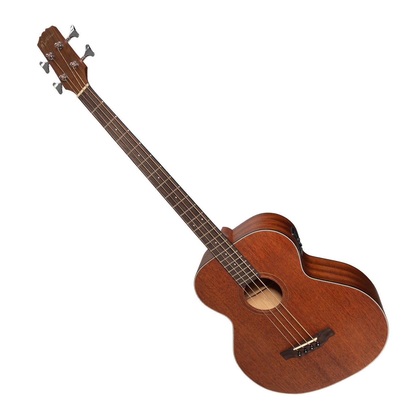 Martinez 'Natural Series' Left Handed Solid Mahogany Top Acoustic-Electric Bass Guitar (Open Pore)