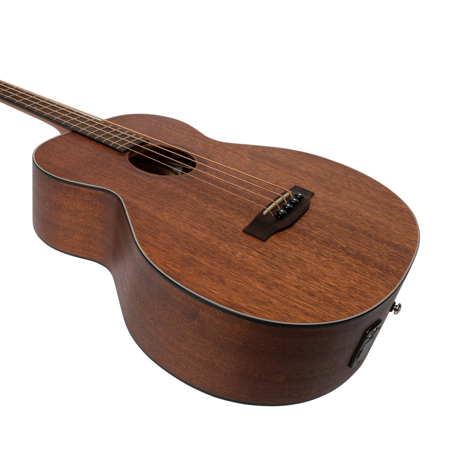 Martinez 'Natural Series' Left Handed Solid Mahogany Top Acoustic-Electric Bass Guitar (Open Pore)