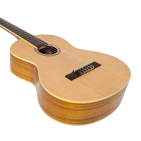 Martinez 'Slim Jim' Left Handed 3/4 Size Student Classical Guitar with Built In Tuner (Spruce/Koa)