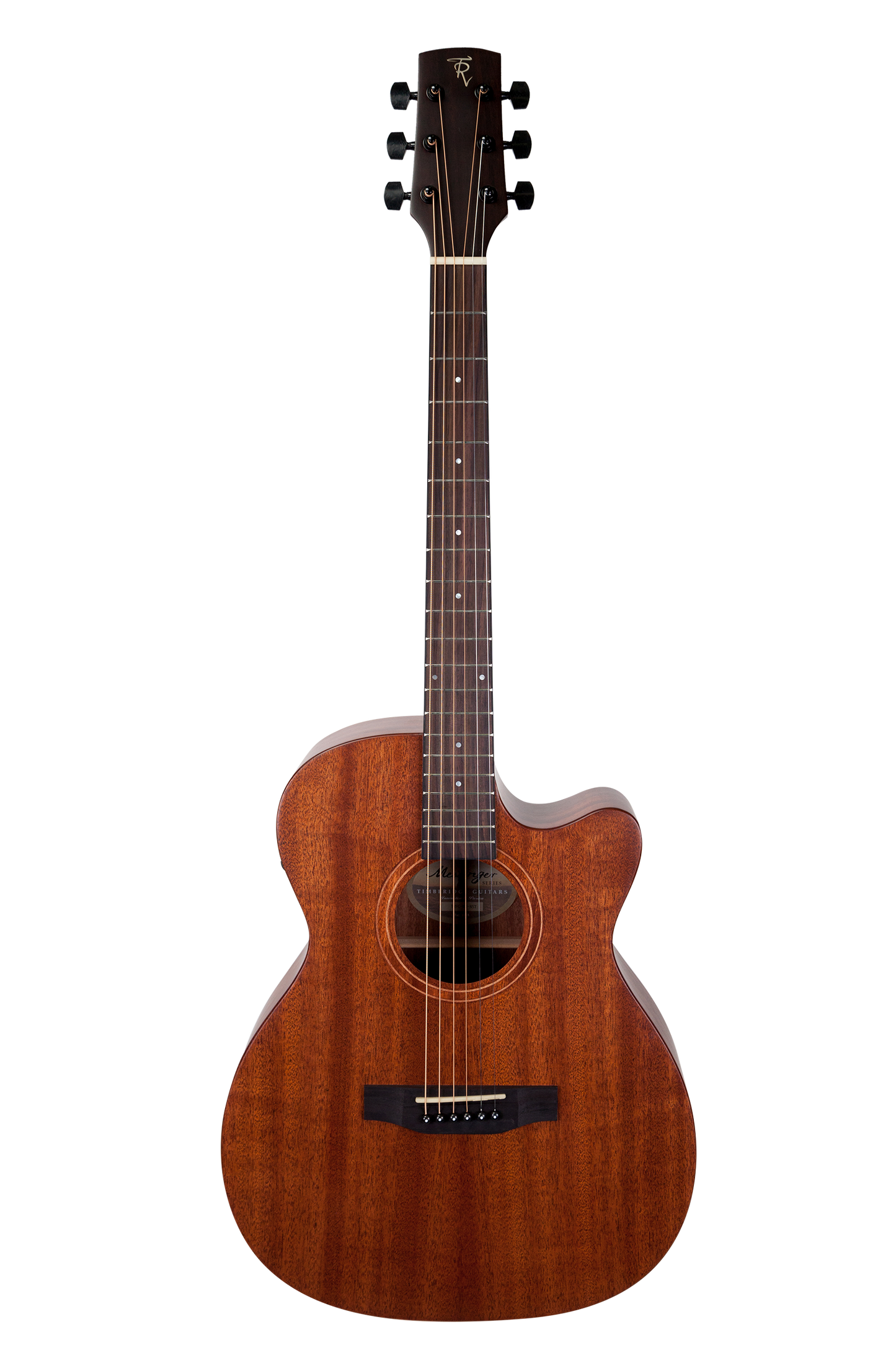 Timberidge 'Messenger Series' Mahogany Solid Top Acoustic-Electric Small Body Cutaway Guitar (Natural Satin)